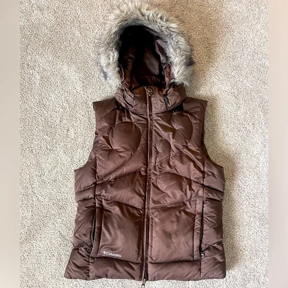 ジャケット・アウター theredthread S flip fur vest brown black